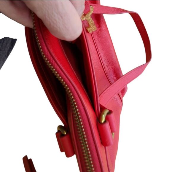 Fossil Red Leather Small Tote Bag Purse - Picture 7 of 14